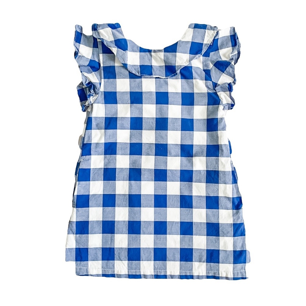 Girls Blue and White Checked Dress